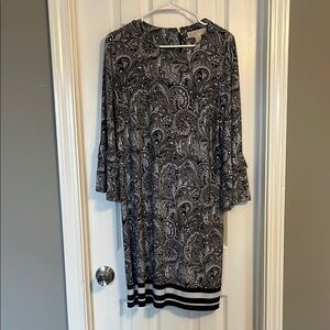 MICHAEL KORS Black and White Paisley Dress, size L